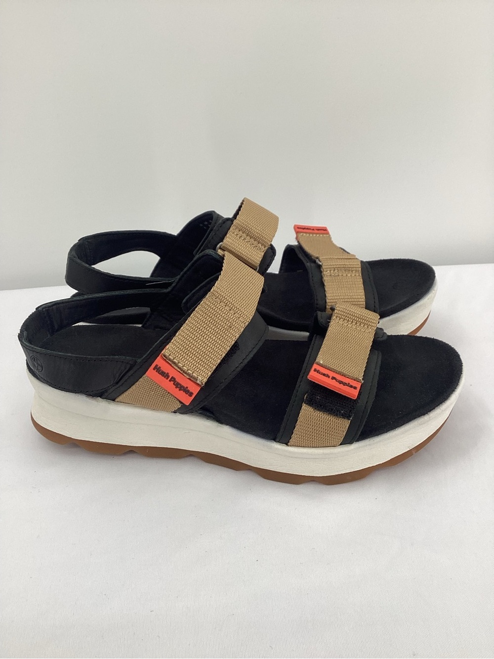 Hush Puppies Andi Wedge Slingback Tan Strap Platform Sandals